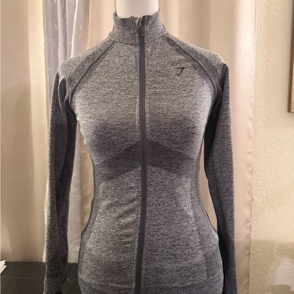 Gymshark Grey Seamless Full-Zip Athletic Jacket